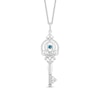 Thumbnail Image 1 of Enchanted Disney Cinderella London Blue Topaz and 1/10 CT. T.W. Diamond Key Pendant in Sterling Silver – 19"