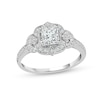 Thumbnail Image 0 of 1 CT. T.W. Princess-Cut Diamond Ornate Frame Vintage-Style Engagement Ring in 14K White Gold