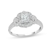 Thumbnail Image 1 of 1 CT. T.W. Princess-Cut Diamond Ornate Frame Vintage-Style Engagement Ring in 14K White Gold