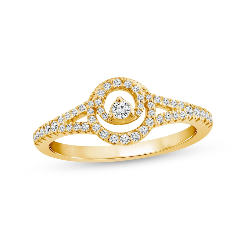 Main Image 1 of 1/4 CT. T.W. Diamond Double Circle Split Shank Ring in 10K Gold