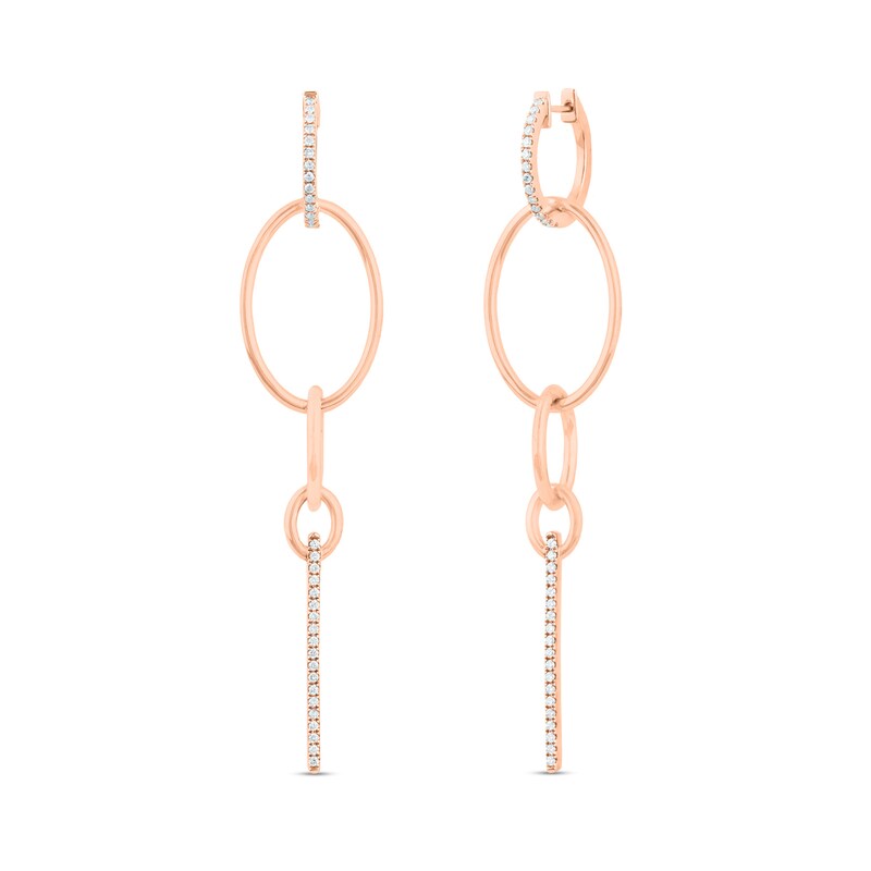 Main Image 1 of 1/2 CT. T.W. Diamond Multi Oval Link Drop Earrings in 10K Rose Gold