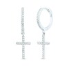 Thumbnail Image 0 of 1/4 CT. T.W. Diamond Cross Drop Earrings in 14K White Gold