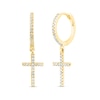 Thumbnail Image 0 of 1/4 CT. T.W. Diamond Cross Drop Earrings in 14K Gold
