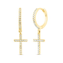 1/4 CT. T.W. Diamond Cross Drop Earrings in 14K Gold