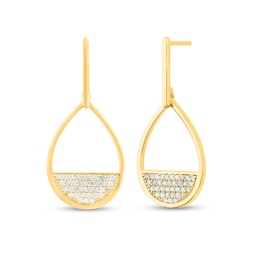3/8 CT. T.W. Diamond Multi-Row Teardrop Drop Earrings in 10K Gold