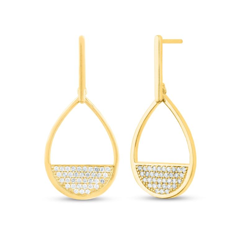 3/8 CT. T.W. Diamond Multi-Row Teardrop Drop Earrings in 10K Gold