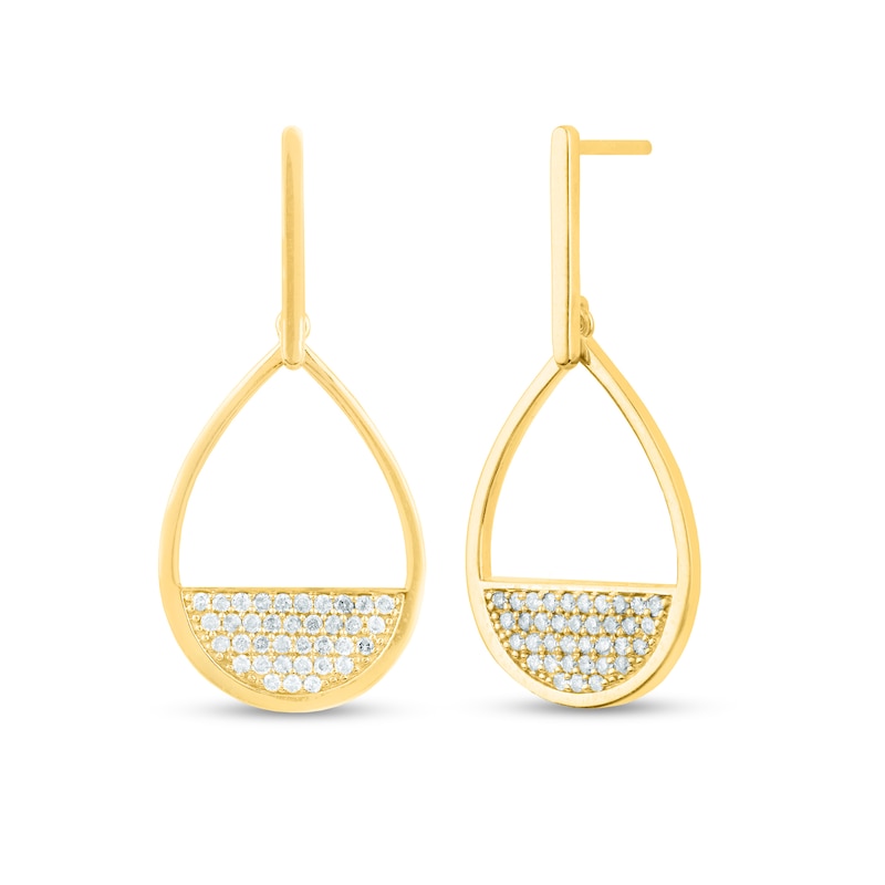 Main Image 1 of 3/8 CT. T.W. Diamond Multi-Row Teardrop Drop Earrings in 10K Gold