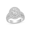 Thumbnail Image 0 of 1-1/2 CT. T.W. Composite Oval-Shaped Diamond Double Frame Multi-Row Engagement Ring in 14K White Gold