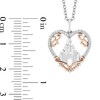 Thumbnail Image 3 of Enchanted Disney Princess 1/10 CT. T.W. Diamond Castle in Heart Pendant in Sterling Silver and 10K Rose Gold – 19&quot;