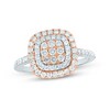 Thumbnail Image 0 of 3/4 CT. T.W. Composite Diamond Cushion-Shaped Frame Engagement Ring in 18K White and Rose Gold