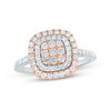 Thumbnail Image 1 of 3/4 CT. T.W. Composite Diamond Cushion-Shaped Frame Engagement Ring in 18K White and Rose Gold