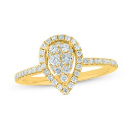 1/2 CT. T.W. Composite Pear-Shaped Diamond Frame Engagement Ring in 18K Gold