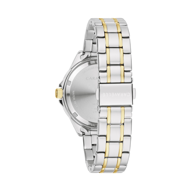 Main Image 3 of Ladies' Caravelle by Bulova Aqualuxx Crystal Accent Two-Tone Watch with Silver-Tone Dial (Model: 45M120)