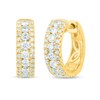 Thumbnail Image 1 of 1-1/8 CT. T.W. Diamond Triple Row Hoop Earrings 18K Gold