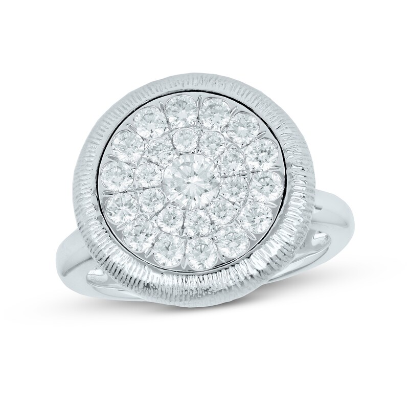 Main Image 1 of 1 CT. T.W. Composite Diamond Textured Frame Ring in 14K White Gold