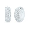 Thumbnail Image 1 of 1-7/8 CT. T.W. Diamond Multi-Row Dome Huggie Hoop Earrings in 14K White Gold