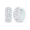 Thumbnail Image 1 of 1-7/8 CT. T.W. Diamond Multi-Row Dome Huggie Hoop Earrings in 14K White Gold