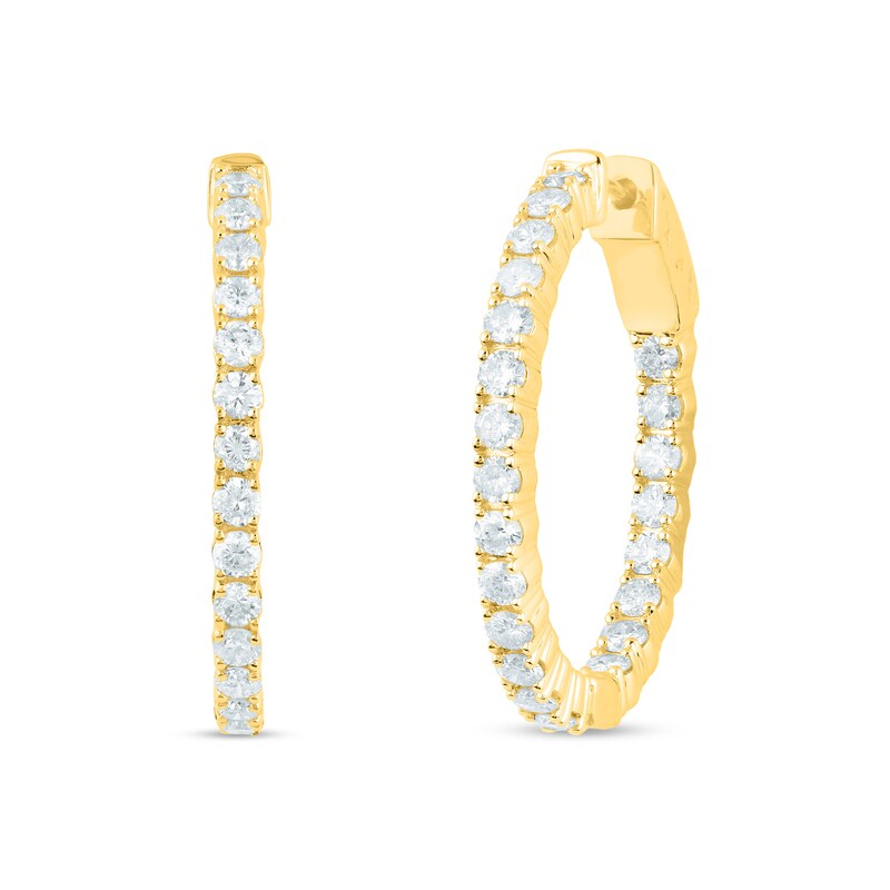 Main Image 1 of 2-1/4 CT. T.W. Diamond Inside-Out Hoop Earrings in 14K Gold