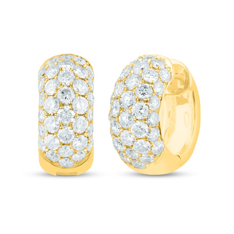 Main Image 1 of 1-5/8 CT. T.W. Diamond Multi-Row Dome Huggie Hoop Earrings in 18K Gold