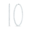 Thumbnail Image 1 of 3-1/2 CT. T.W. Diamond Triple Row Inside-Out Hoop Earrings in 18K White Gold