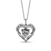 Thumbnail Image 1 of Enchanted Disney Villains Maleficent Black Quartz and 1/5 CT. T.W. Diamond Heart Pendant in Sterling Silver - 19"
