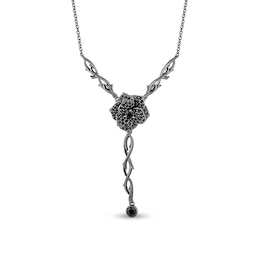 Enchanted Disney Villains Maleficent Onyx and 1/2 CT. T.W. Black Diamond Rose Pendant in Sterling Silver