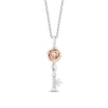 Thumbnail Image 1 of Enchanted Disney Belle Diamond Accent Rose Key Pendant and Stud Earrings Set in Sterling Silver and 10K Rose Gold – 19"