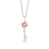 Thumbnail Image 2 of Enchanted Disney Belle Diamond Accent Rose Key Pendant and Stud Earrings Set in Sterling Silver and 10K Rose Gold – 19"