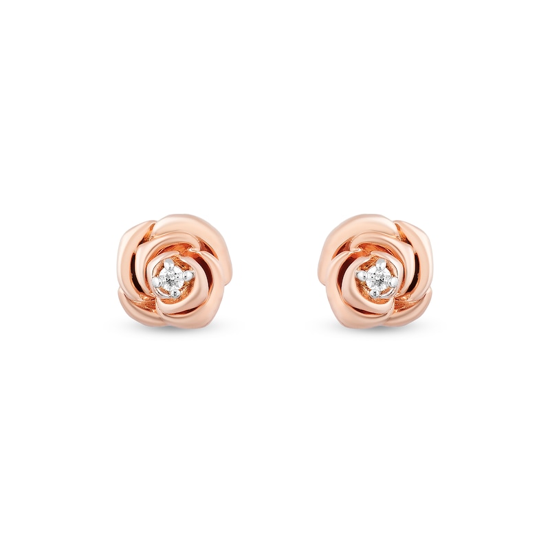 Main Image 3 of Enchanted Disney Belle Diamond Accent Rose Key Pendant and Stud Earrings Set in Sterling Silver and 10K Rose Gold – 19"