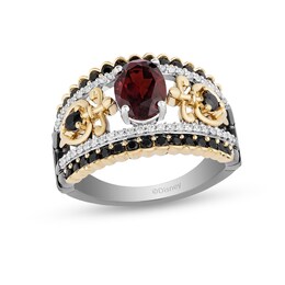 Enchanted Disney Villains Evil Queen Oval Garnet and 1 CT. T.W. Diamond Ring in Two-Tone Sterling Silver and 10K Gold