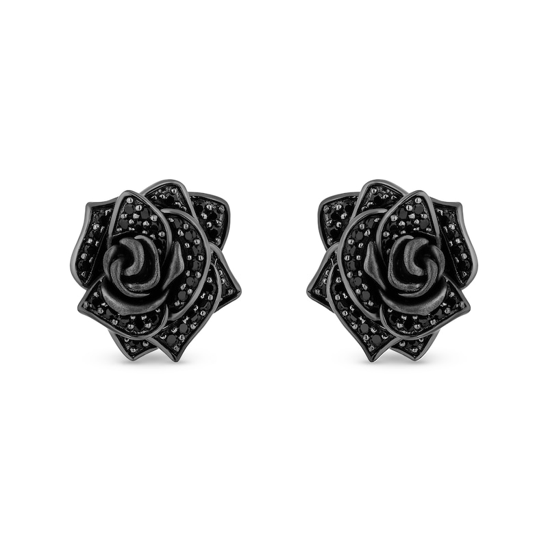 Main Image 1 of Enchanted Disney Villains Maleficent 1/2 CT. T.W. Black Diamond Rose Earrings in Sterling Silver