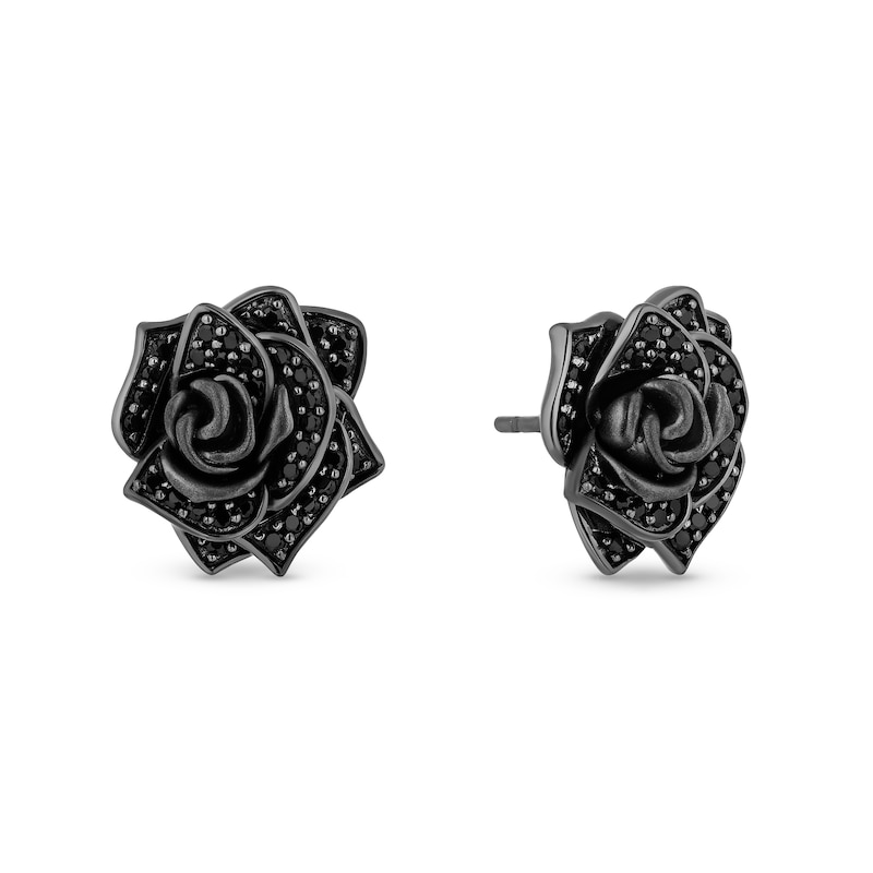Main Image 2 of Enchanted Disney Villains Maleficent 1/2 CT. T.W. Black Diamond Rose Earrings in Sterling Silver