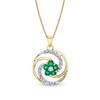 Thumbnail Image 1 of Emerald and 1/6 CT. T.W. Diamond Flower Swirl Pendant in 14K Gold