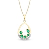 Thumbnail Image 0 of Multi-Shaped Emerald and 1/8 CT. T.W. Diamond Teardrop Pendant in 14K Gold