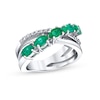 Thumbnail Image 0 of Oval Emerald and 1/10 CT. T.W. Diamond Five Stone Orbit Ring in 14K White Gold