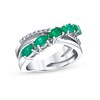 Thumbnail Image 0 of Oval Emerald and 1/10 CT. T.W. Diamond Five Stone Orbit Ring in 14K White Gold