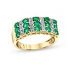 Thumbnail Image 0 of Emerald Trios and 1/5 CT. T.W. Diamond Alternating Multi-Row Band in 14K Gold