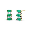 Thumbnail Image 0 of Sideways Marquise Emerald and 1/15 CT. T.W. Diamond Duos Alternating Stud Earrings in 14K Gold