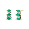 Thumbnail Image 1 of Sideways Marquise Emerald and 1/15 CT. T.W. Diamond Duos Alternating Stud Earrings in 14K Gold
