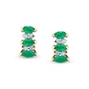 Thumbnail Image 1 of Sideways Marquise Emerald and 1/15 CT. T.W. Diamond Duos Alternating Stud Earrings in 14K Gold