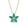 Thumbnail Image 0 of Marquise Emerald and 1/10 CT. T.W. Diamond Flower Pendant in 14K Gold