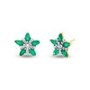 Thumbnail Image 1 of Marquise Emerald and 1/5 CT. T.W. Diamond Flower Stud Earrings in 14K Gold