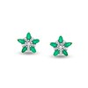 Thumbnail Image 2 of Marquise Emerald and 1/5 CT. T.W. Diamond Flower Stud Earrings in 14K Gold