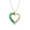 Thumbnail Image 0 of Marquise Emerald and 1/15 CT. T.W. Diamond Shadow Heart Pendant in 14K Gold
