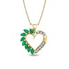 Thumbnail Image 1 of Marquise Emerald and 1/15 CT. T.W. Diamond Shadow Heart Pendant in 14K Gold