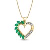 Thumbnail Image 0 of Marquise Emerald and 1/15 CT. T.W. Diamond Shadow Heart Pendant in 14K Gold