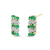Thumbnail Image 0 of Emerald Duos and 1/20 CT. T.W. Diamond Alternating Stud Earrings in 14K Gold