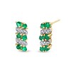 Thumbnail Image 0 of Emerald Duos and 1/20 CT. T.W. Diamond Alternating Stud Earrings in 14K Gold