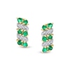 Thumbnail Image 1 of Emerald Duos and 1/20 CT. T.W. Diamond Alternating Stud Earrings in 14K Gold