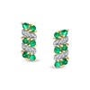 Thumbnail Image 1 of Emerald Duos and 1/20 CT. T.W. Diamond Alternating Stud Earrings in 14K Gold